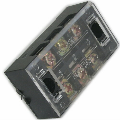 фото Клеммная колодка винтовая с крышкой, 6 контактов, м4, 35 а, 600 в, 8 awg, 10 мм2, 5 штук pro legend