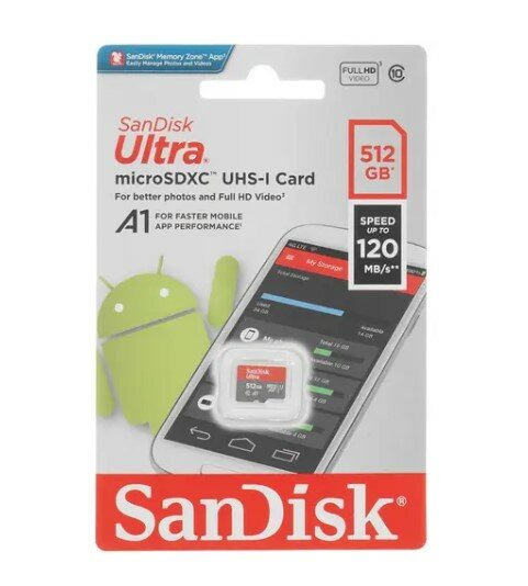 Карта памяти 512GB SanDisk Ultra microSDXC C10 U1 UHS-I 100MB/S, без адаптера - фото №13