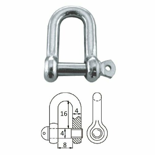 Скоба такелажная с винтовым пальцем 4 мм сталь AISI 316 450₽