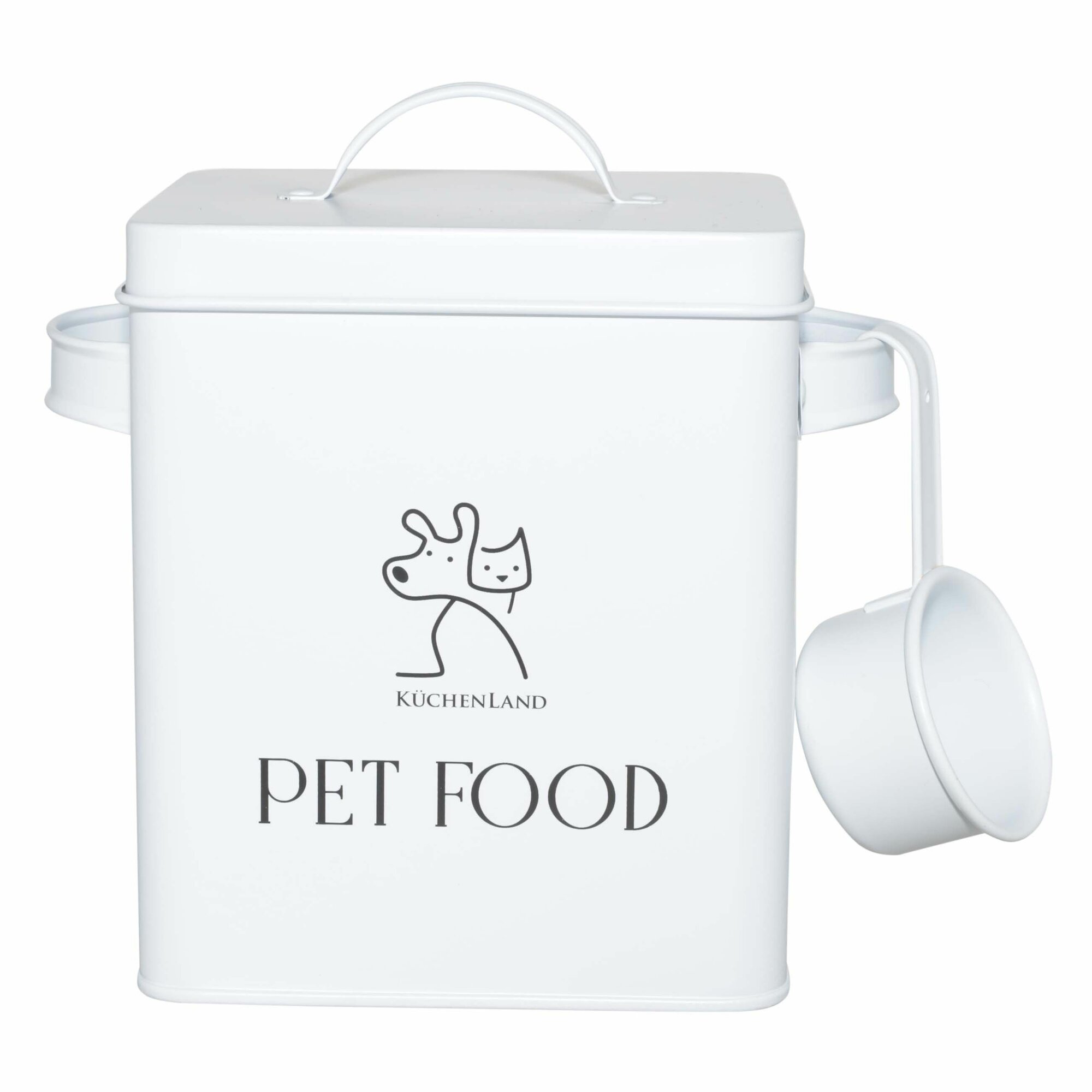 фото Контейнер для сухого корма, 2,7 л, с ложкой, металл, бежевый, Кот и Пес, Animals keep