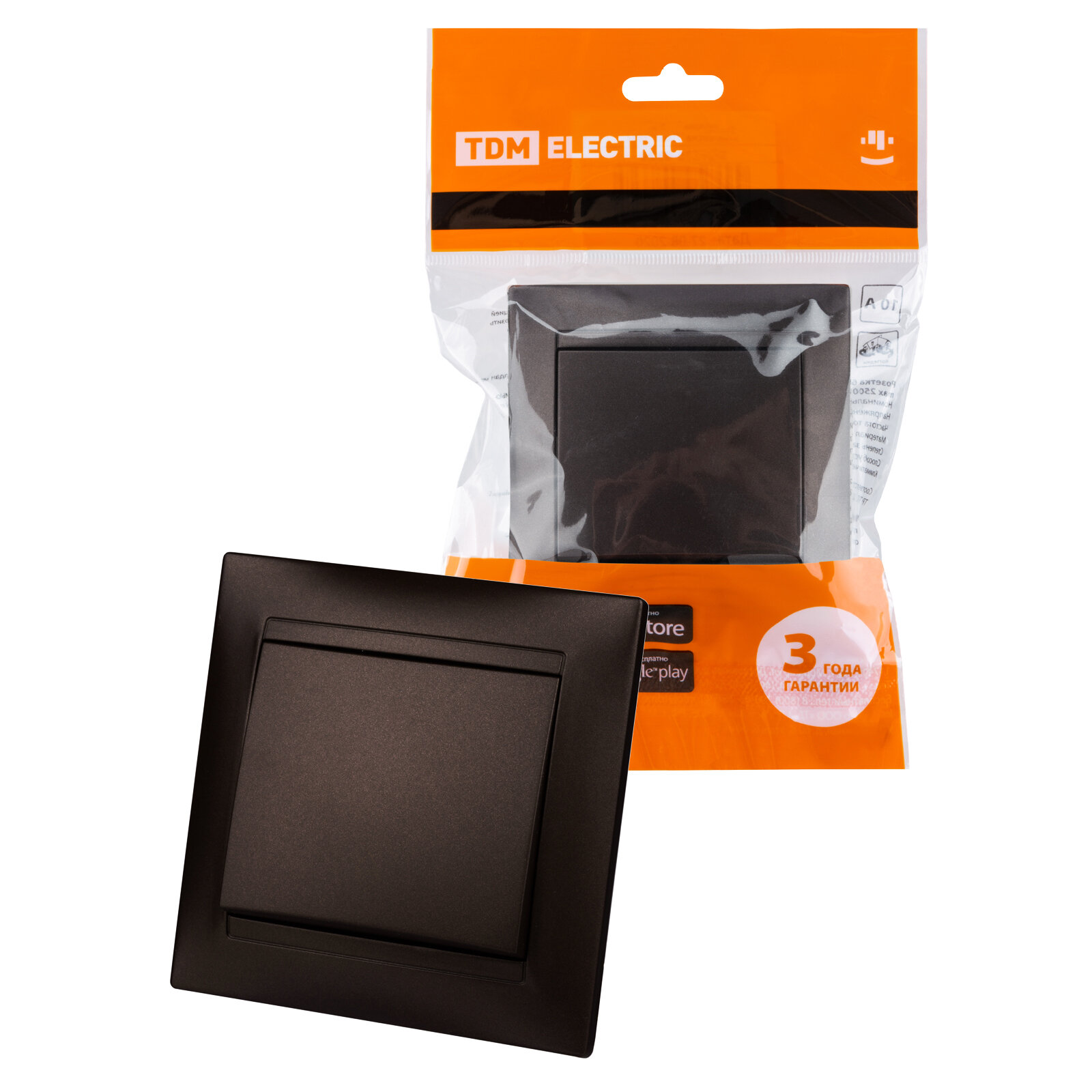 Выключатель 1 кл. 10А шоколад "Лама" TDM