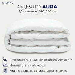 Одеяло SONNO AURA 1,5-сп. 140х205 гипоаллергенное , наполнитель Amicor TM Цвет Ослепительно белый
