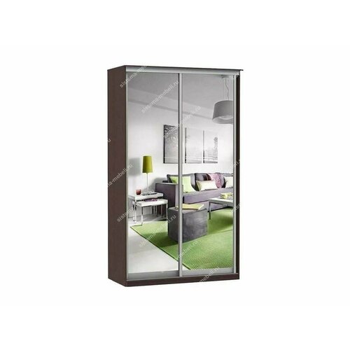 Шкаф купе Модерн 1190х450 2-х дверный 2-х секционный зеркальный венге 48804₽