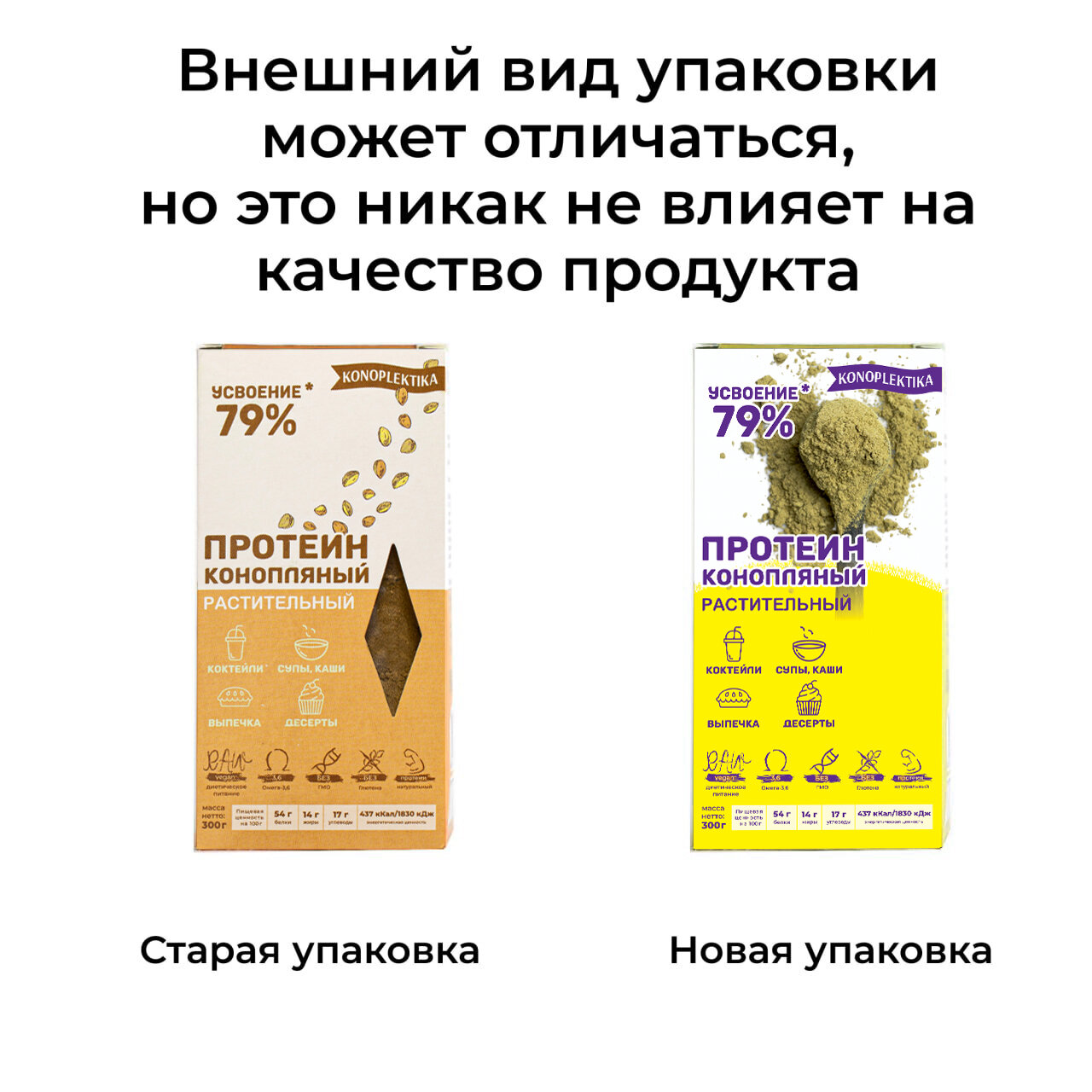 Натуральный белок из семян конопли KONOPLEKTIKA, HEMPGREEN 300 г. / конопляный протеин