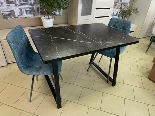 Изображение товара Стол кухонный раздвижной Орфей 8 обеденный 105х142 ширина 75 Высота 80 см, лдсп Файерстоун, опоры лофт металл