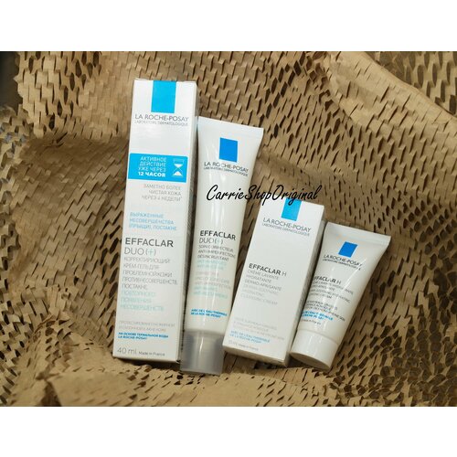 La Roche-Posay Effaclar Duo(+) Корректирующий крем-гель для лица от прыщей и постакне, для проблемной и жирной кожи, 40 мл+ Подарок La Roche Effaclar H очищающий гель-крем 15 мл вода мицеллярная для жирной проблемной кожи effaclar ultra la roche posay ля рош позе 400мл