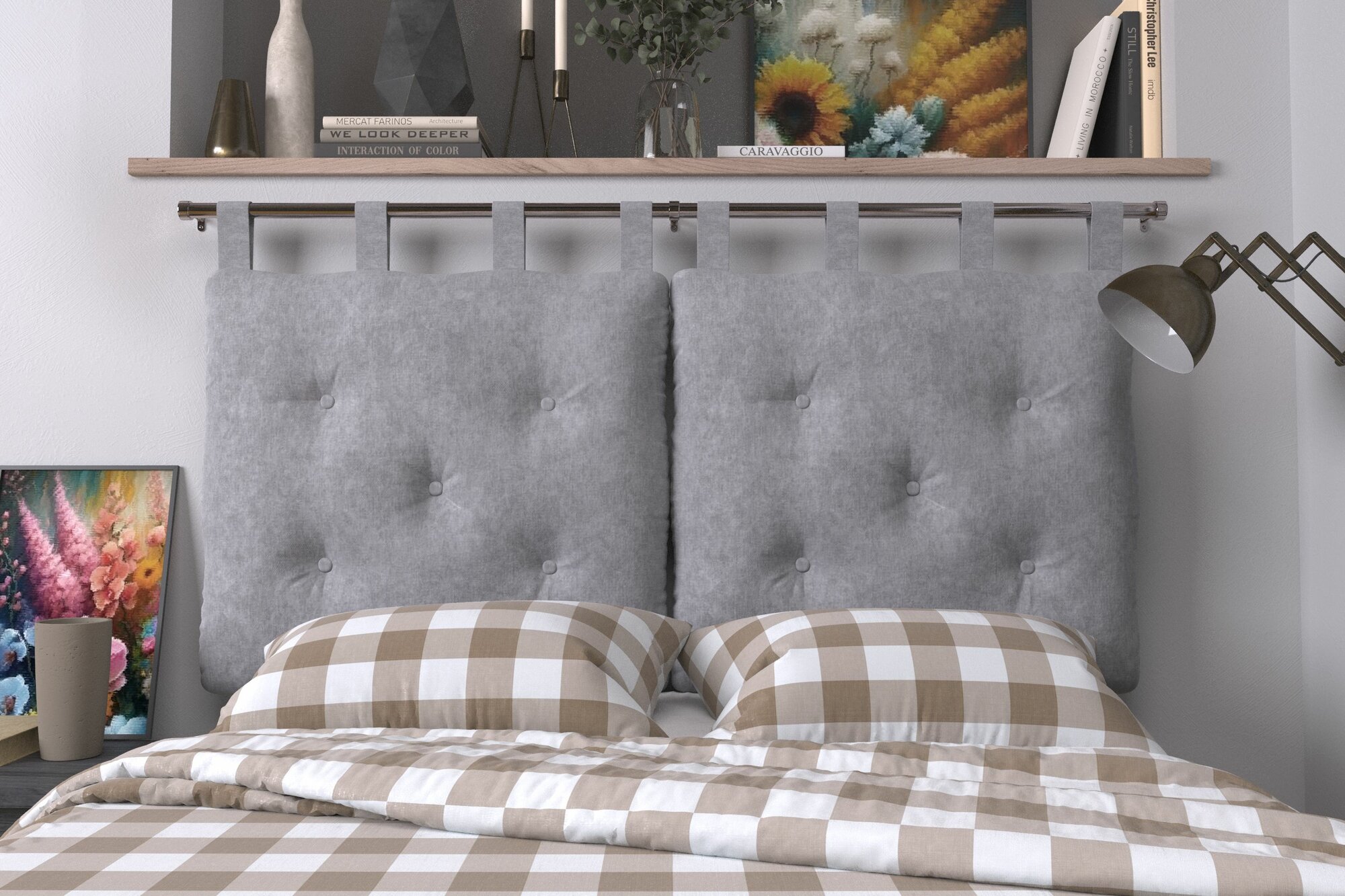 Набивное изголовье-подушка для кровати Mr. Mattress Soft S 180x70 Iron без крепления