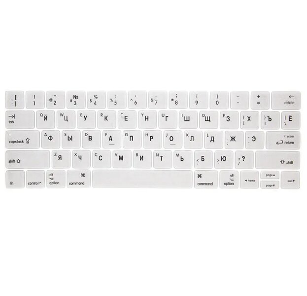 Серебристая силиконовая накладка на клавиатуру для Macbook Pro 13/15 2016 – 2019 с Touch Bar (US)