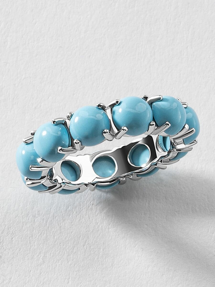 Кольцо KAPLI jewelry, серебро, 925 проба, родирование, бирюза