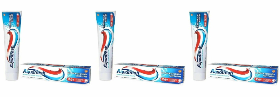 Зубная паста Aquafresh, Total Care 3, освежающе-мятная, синяя, 125 мл, 3 шт
