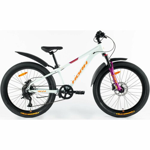 Велосипед HORH ROHAN RHD 4.1 24" (2024) Light Grey-Orange-Purple, подростковый для мальчиков, алюминий, 8 скоростей, дисковые гидравлические тормоза, размер рамы 12, рост 130-145 см