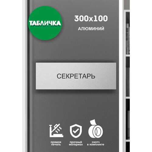 Табличка офисная секретарь серебро 30x10см