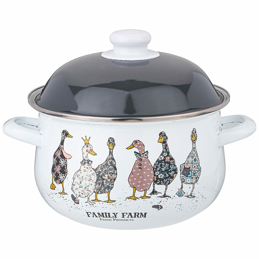 фото Кастрюля agness эмалированная с эмал. крышкой серия family farm, 2.8 л, 20*12 см KSG-934-622