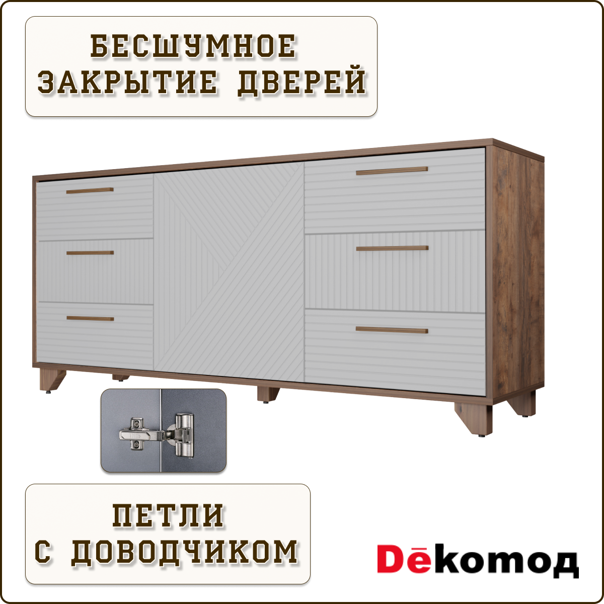 Комод напольный с выдвижными ящиками для одежды и личных вещей «Скандинавия» прикроватный для гостиной, спальни, прихожей, детской 700Х1500Х400мм — фото 1