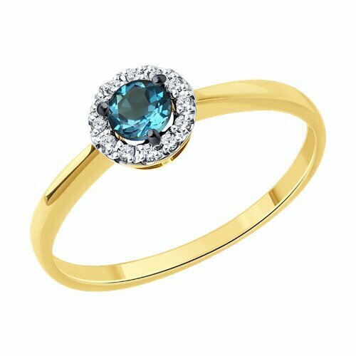 Кольцо Diamant, желтое золото, 585 проба, размер 16.5 35 02 тонкое кольцо галочка из желтого золота с топазом