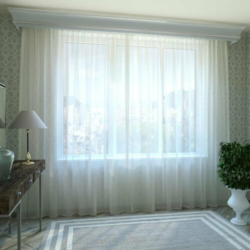 Тюль SANPA HOME Вуаль на ленте, плотный, матовый, бежевый, 1 шт. размер 500х280