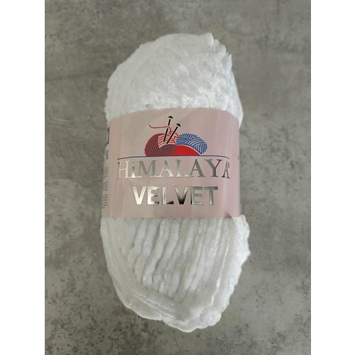 Плюшевая пряжа Himalaya Velvet белый 90001, 1 шт