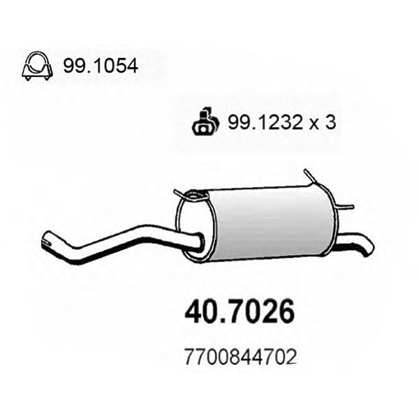 ASSO 40.7026 (279833 / 7700844697 / 7700844702) задн. часть глушителя