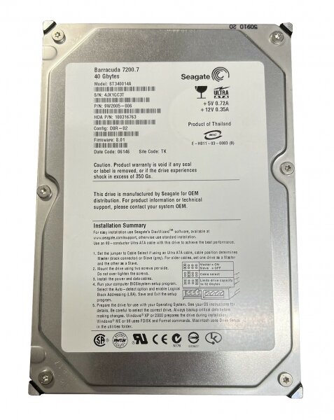 Жесткий диск Seagate ST340014A 40Gb 7200 IDE 3.5" HDD