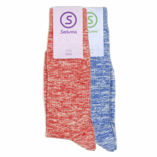 Носки Soclumo Комплект носков Soclumo 2 пары, 2 пары, размер 41-45, красный, голубой