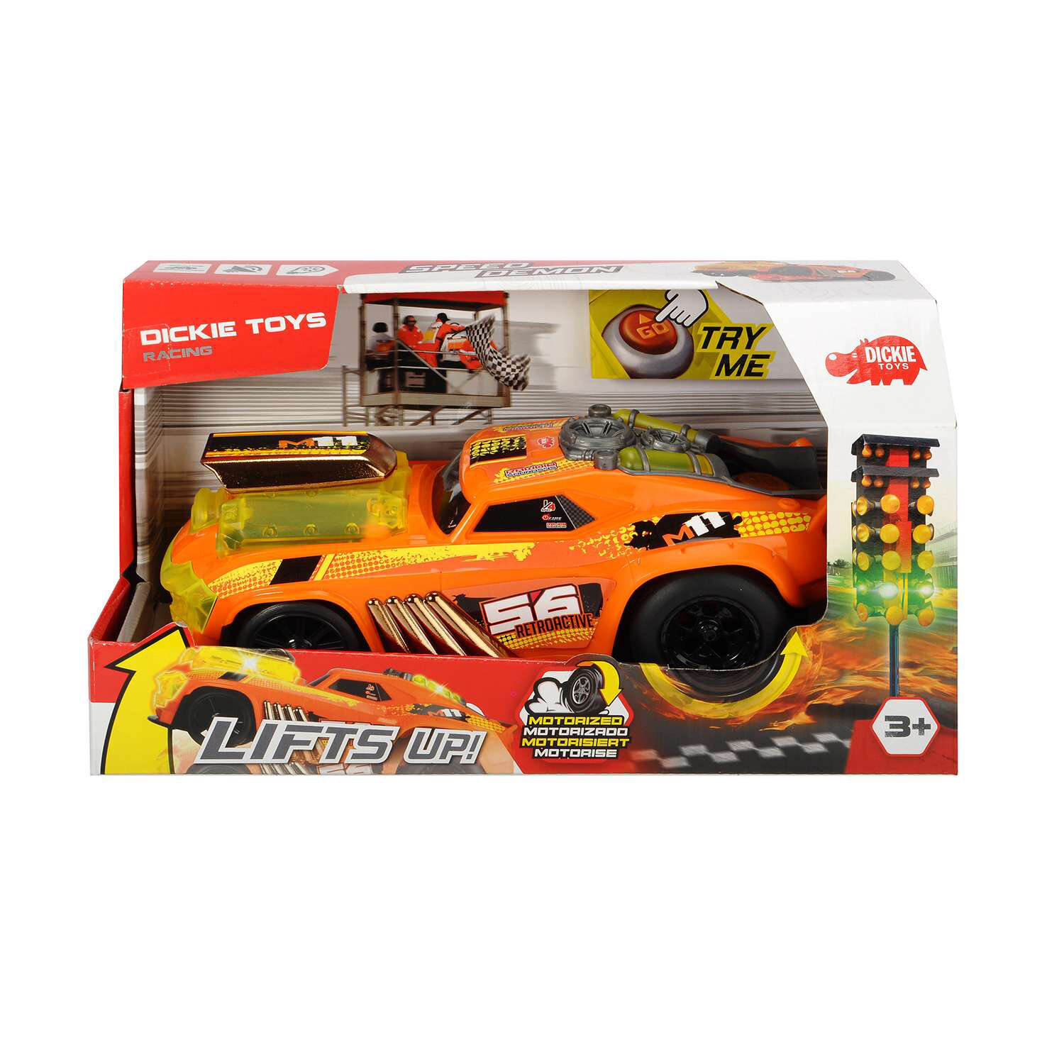 Dickie Toys машинка "Демон скорости моторизированная" 25см, оранжевая, свет, звук, 3764008 - фото №9