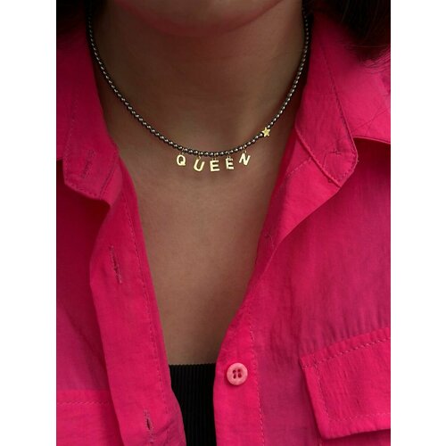 Чокер You Amazing, гематит, длина 35 см, серебристо-золотой