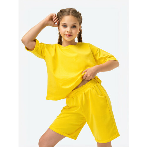 Костюм спортивный HappyFox, размер 134, желтый футболка happyfox размер 134 желтый