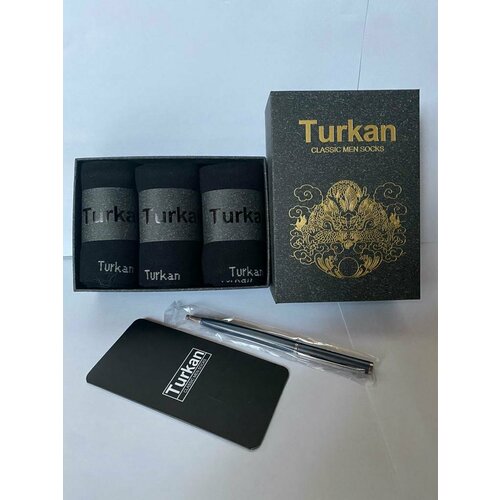 Носки Turkan, 3 пары, размер 41-46, черный мужские черные носки ароматизированные в подарочной коробке 3 пары