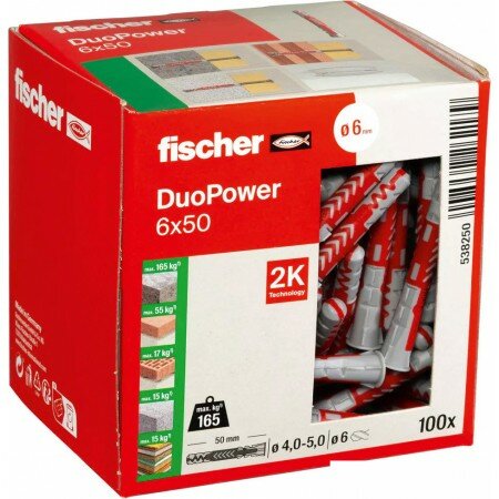 Дюбель универсальный Fischer DuoPower 6 x 50 538250 (100 шт)