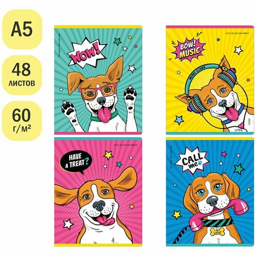 Тетрадь 48л, А5, клетка ArtSpace Питомцы. Comic animals, эконом (20 шт)