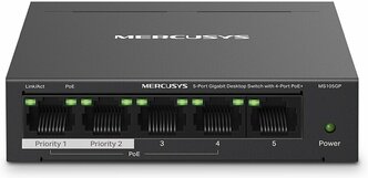 Коммутатор Mercusys MS105GP, количество портов: 5x1 Гбит/с