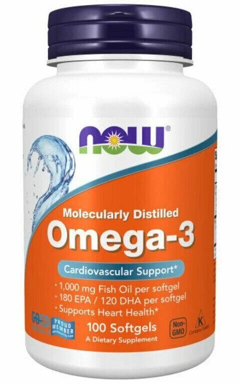 Омега-3" ("Omega-3") (капсулы массой 1400 мг), NOW Foods, 100 капсул ...