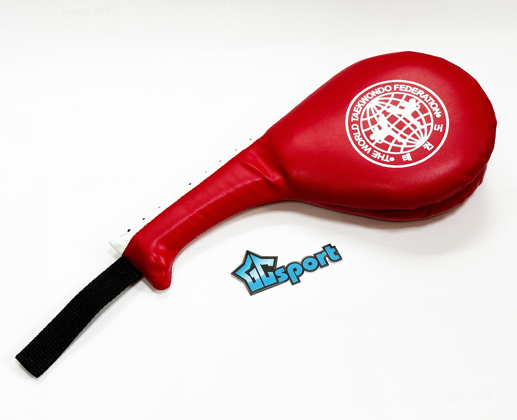 фото Лапа ракетка (хлопушка) GCsport двойная, отработка точности и скорости ударов, красная
