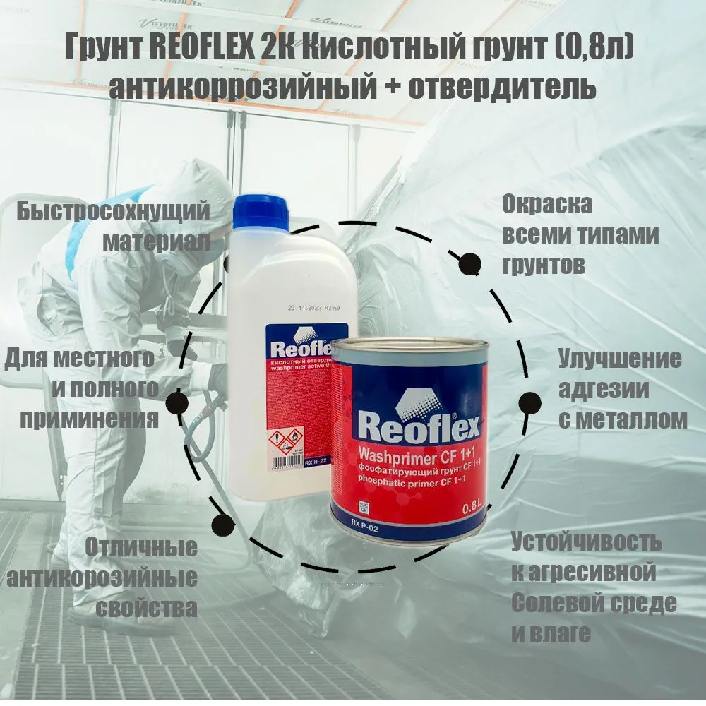 Грунт кислотный 2К (1+1) 0,8л Washprimer+отверд 0,8л компл REOFLEX