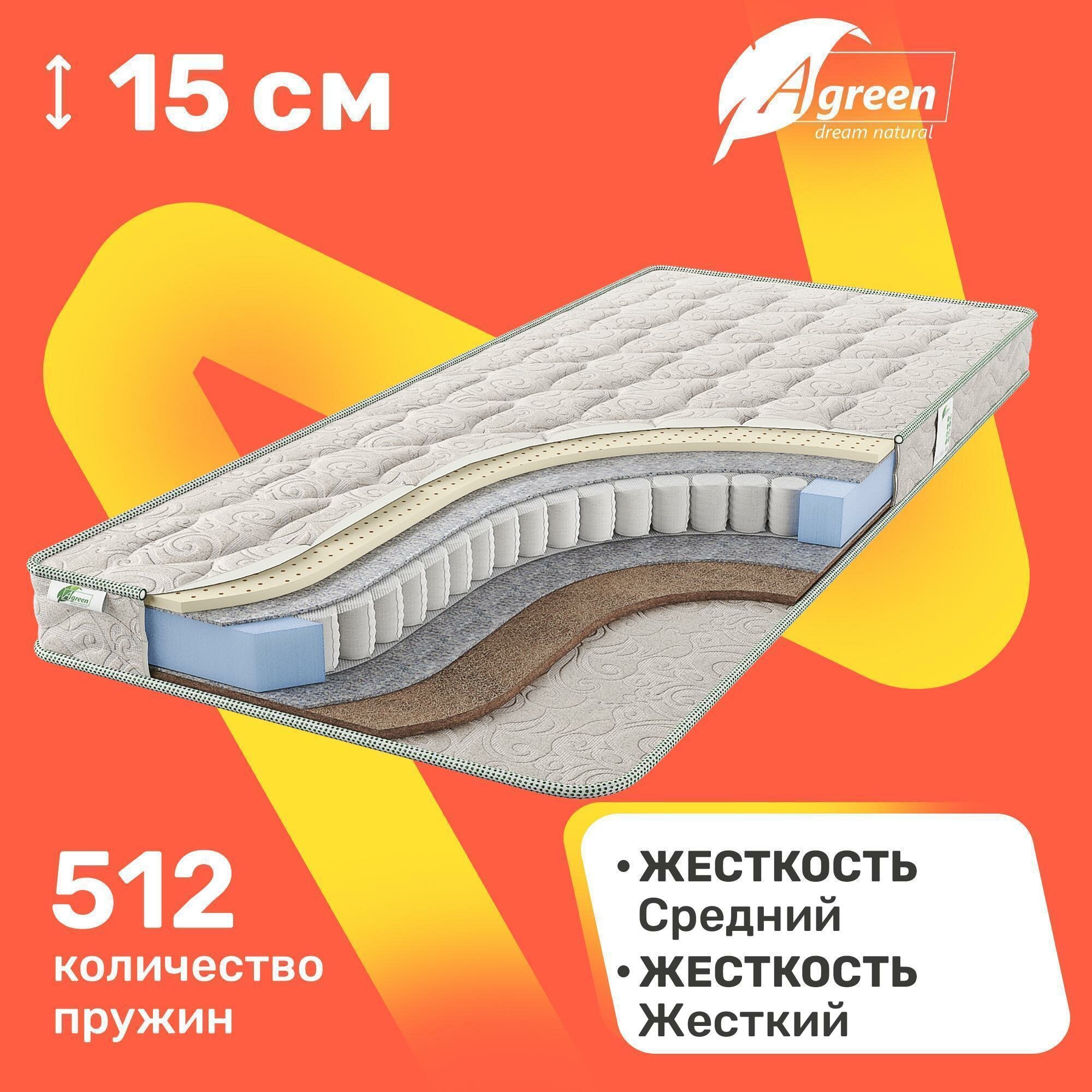 Детский матрас с независимыми пружинами Agreen Save Panda 90x200