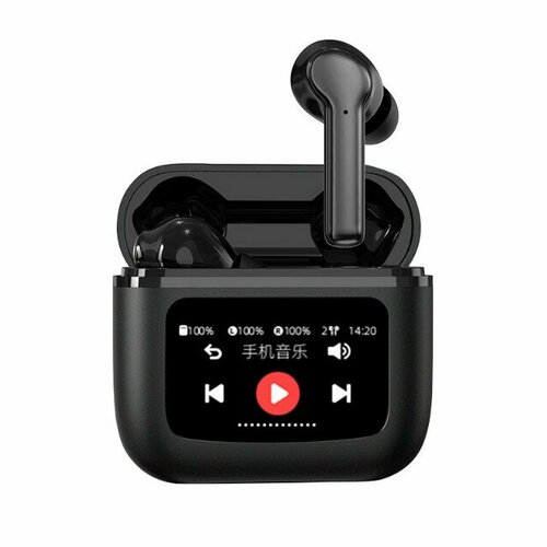 Безпроводные блютуз наушники с сенсорным Экраном Наушники с дисплеем для iphone и android черные 1847₽