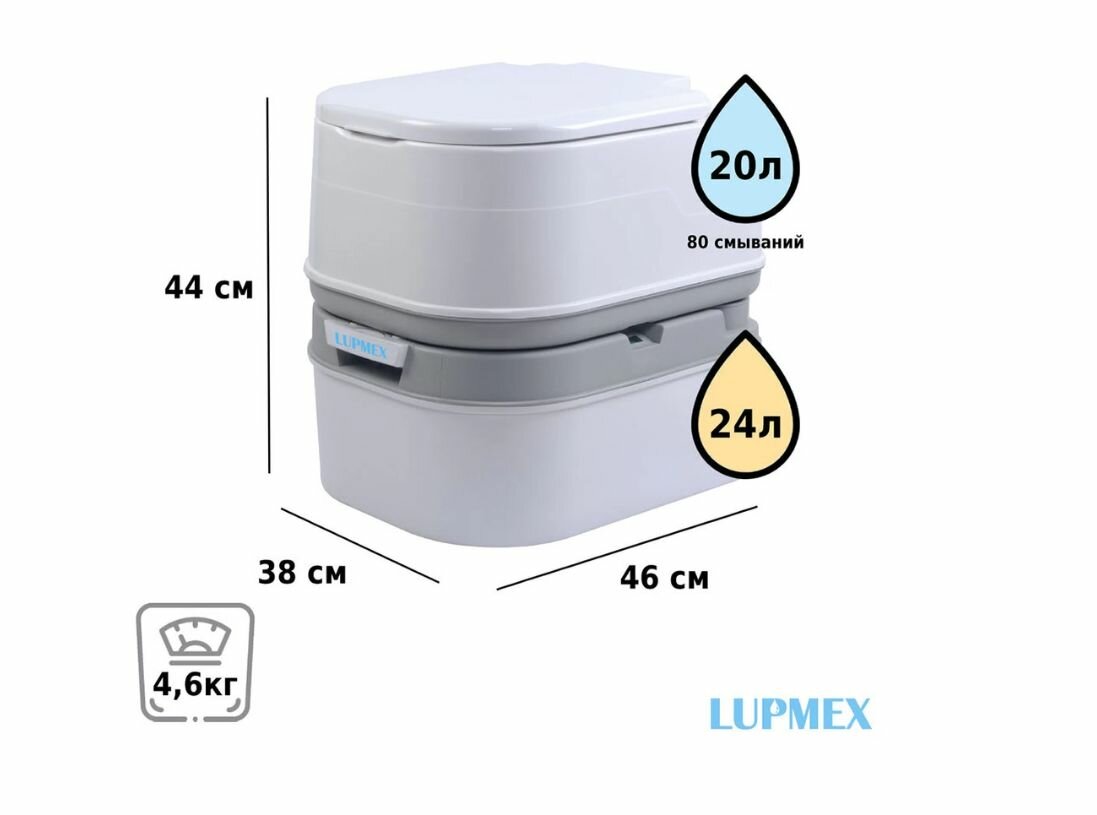 фото Биотуалет портативный Lupmex 24 л с индикатором заполнения