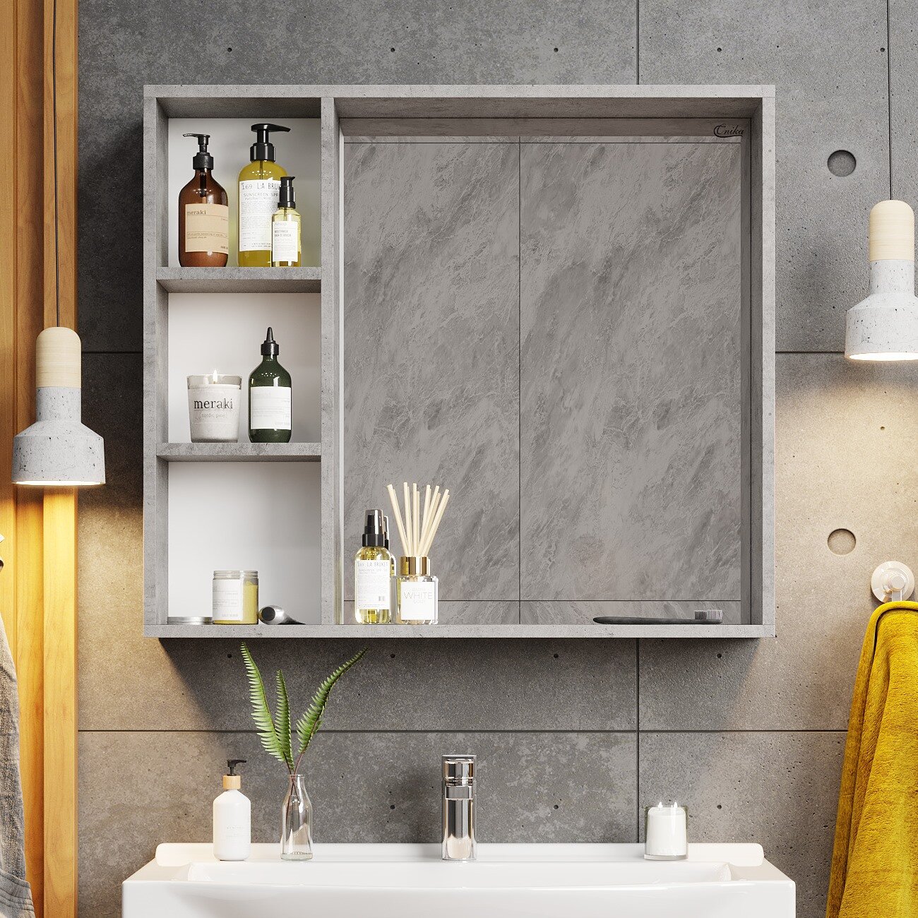 фото Зеркало-шкаф Onika девис бетон чикаго 80.00У