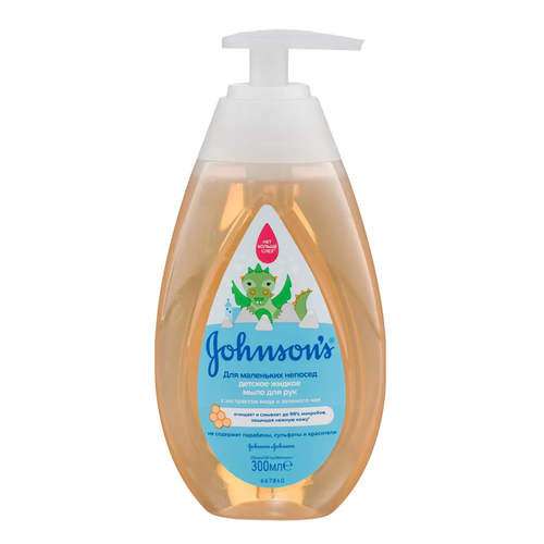 Johnson's Pure Protect Детское мыло для рук с экстрактом меда и зеленого чая 300 мл