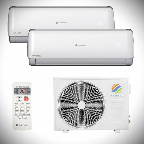 3 гарантийных года! Мульти DC INVERTER сплит-система настенный домашний бытовой охладительный прибор кондиционер Loriot LAC-18AIM-OUT/LAC-07AIM-IN + LAC-12AIM-IN. Площадь: 30 + 40