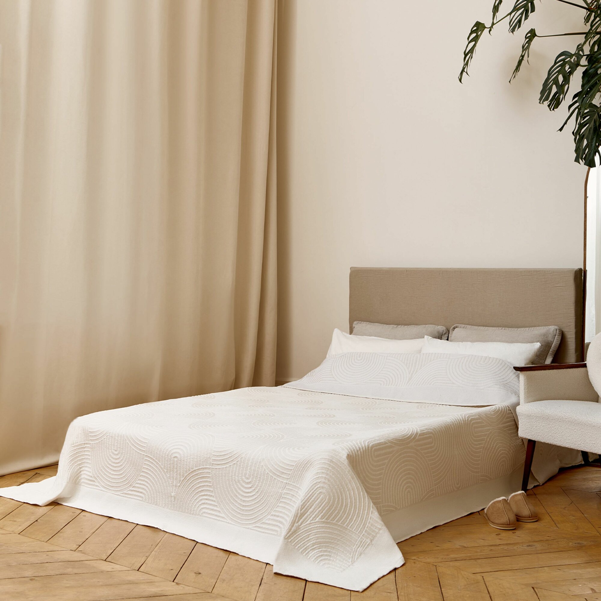 Покрывало Kuchenland 220х240 см полиэстер/хлопок песочно-бежевое Арка Arch