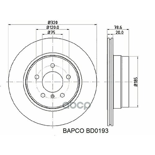 Диск Тормозной Задний, Вент, Bd0193 BAPCO арт. BD0193