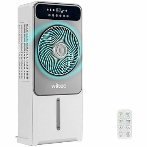 фото Воздушный охладитель Wiltec 28 Вт с баком водяного охлаждения емкостью 5 л, мобильный воздухоохладитель с дистанционным управлением, портативный кондиционер с 12 уровнями скорости