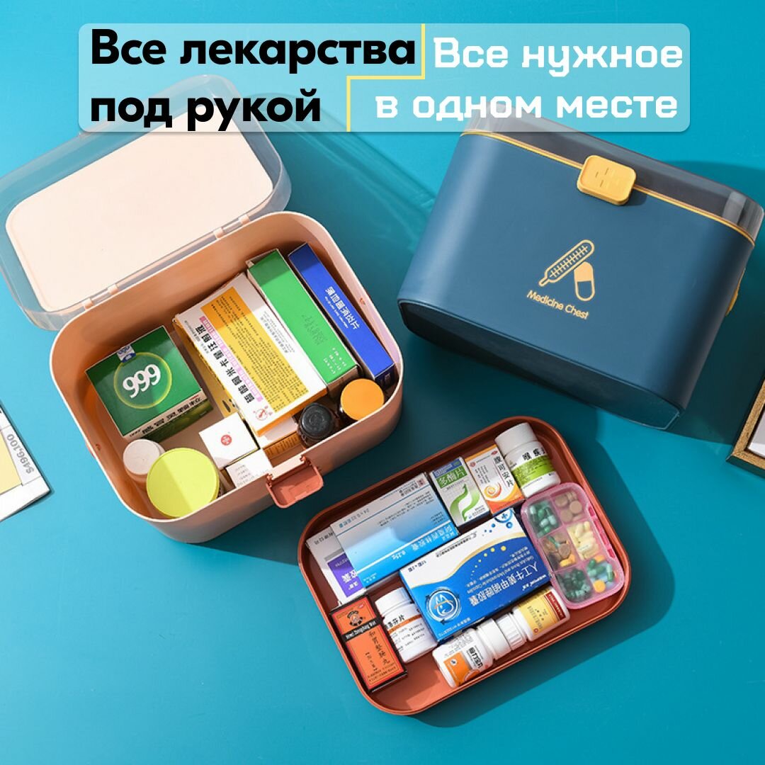 Аптечка органайзер домашняя / Контейнер для лекарств автомобильный — фото 1
