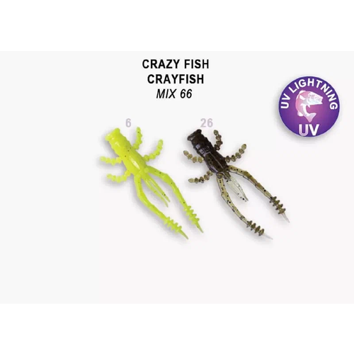 Силиконовая приманка мягкая съедобная Crazy Fish Crayfish 1.8