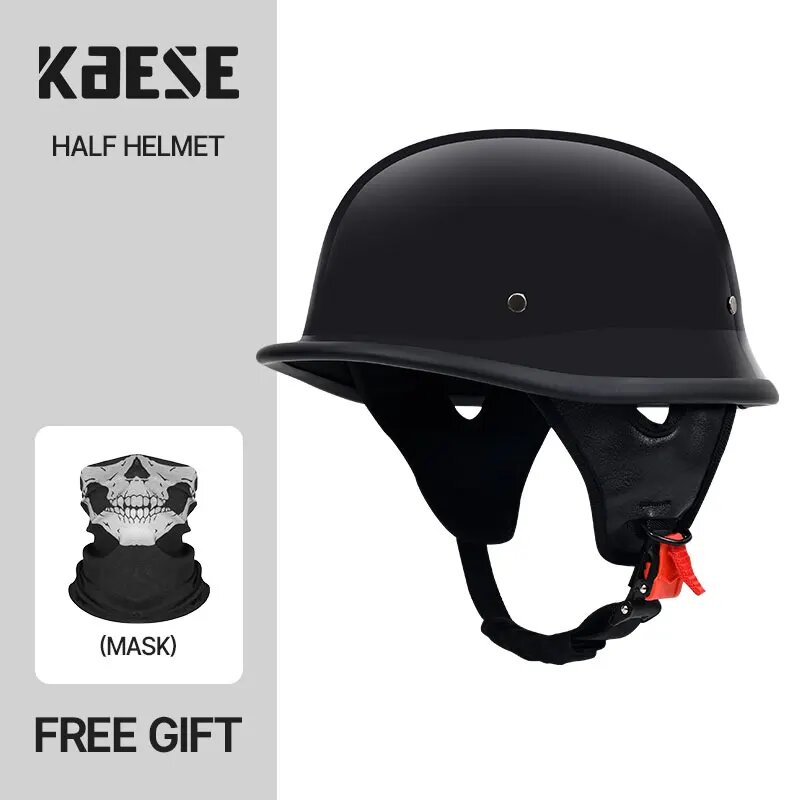 Мотоциклетный шлем для взрослых винтажная Кепка для мотоциклистов и круизеров на половину лица немецкая по заводской цене XL Черный Унисекс