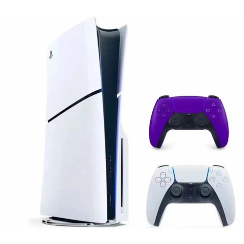 Игровая приставка Sony PlayStation 5 Slim с дисководом 1 ТБ два геймпада белый и фиолетовый 77999₽
