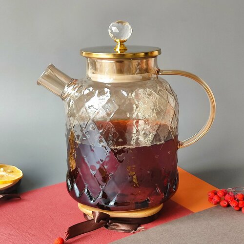 Чайник стеклянный заварочный 15л стеклянная крышка метал фильтр Baizheng 887₽