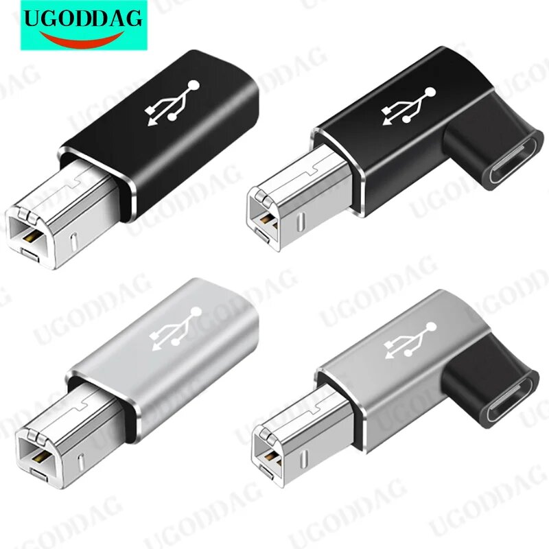 Кабель-адаптер USB Type-c к принтеру Конвертер квадратного порта для электронного пианино Принтер USB C «мама» на USB B «папа», Black — фото 1
