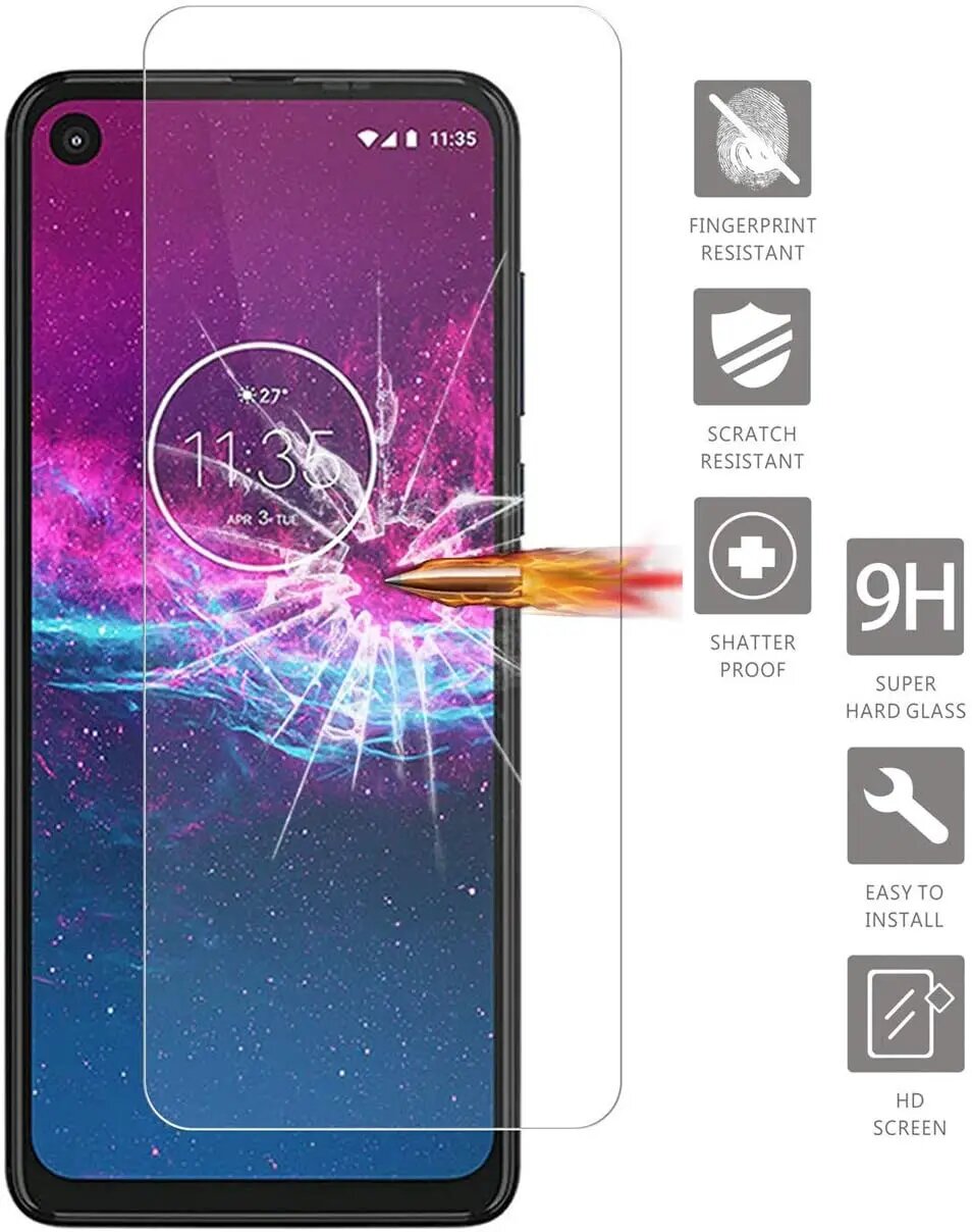 Закаленное стекло для Moto One, Защитная пленка для экрана Motorola Moto One Vision XT1970-1 XT1970-3 P50, Защитная пленка для экрана, Moto One Action, 2 PCS